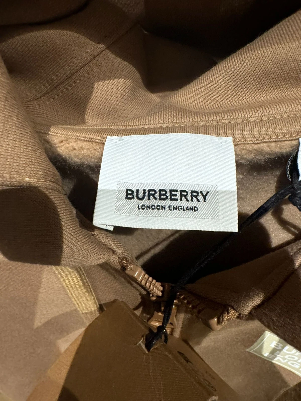 Burberry Camel Hoodie S new with labels cotton Monogramma more size available