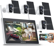 SANSCO 4MP Solar Wireless Security Camera System 10'' Monitor 10CH NVR 128GB