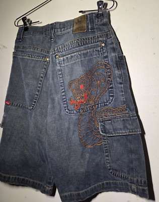 Vintage JNCO Jean Shorts Cobra Snake Logo 90s Y2K USA Baggy Rave OG Skate