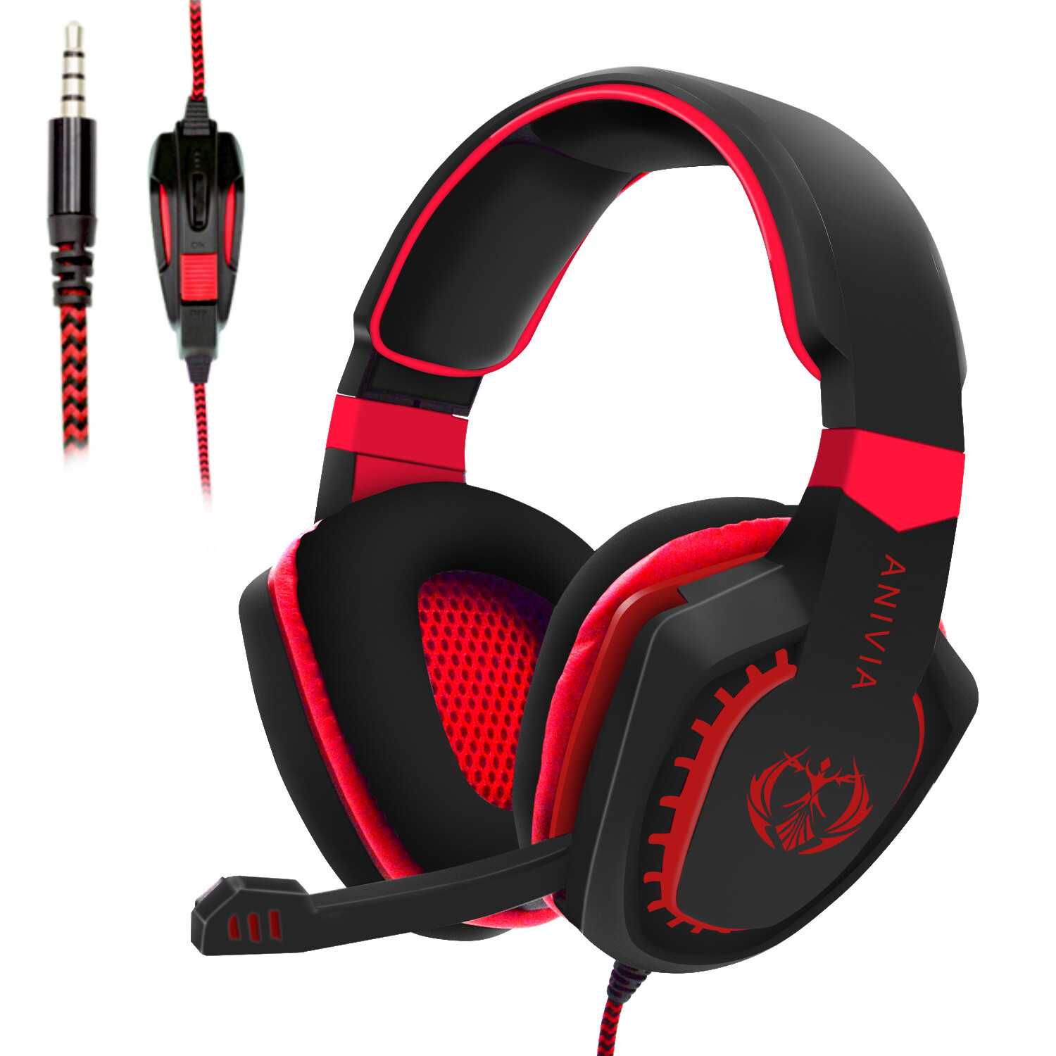 Gaming Headset computer Headphone with Microphone-Red-image