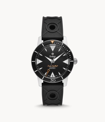 Zodiac Super Sea Wolf Skin Diver Automatic Black Dial Rubber Strap Watch ZO9214