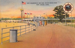 Details About New London Connecticut Boardwalk Gam Ocean Beach Park Linen Postcard