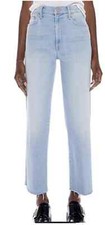 NWOT MOTHER THE RAMBLER ZIP ANKLE FRAY JEANS CHILL PILL SIZE 30