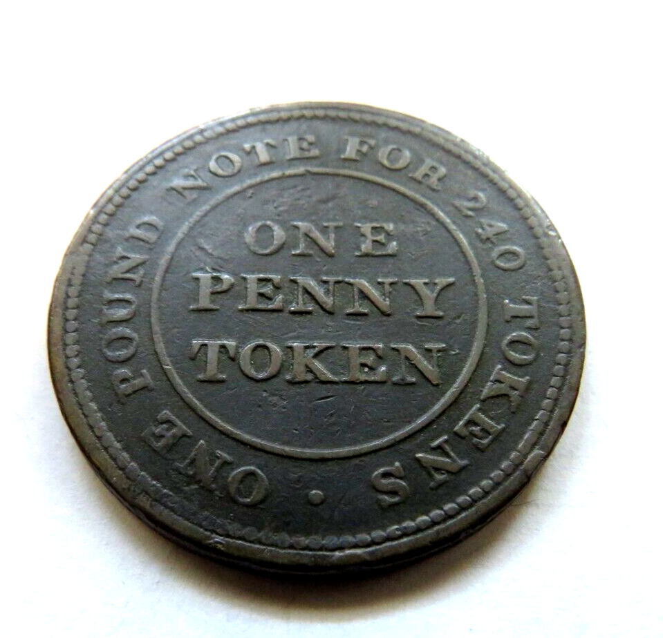 1813 FLINT LEAD WORKS ONE POUND NOTE FOR 240 TOKENS ONE PENNY