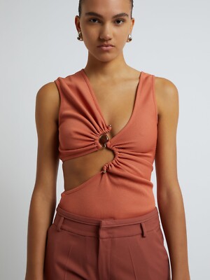 CHRISTOPHER ESBER Serpentine Crystal Stoned Carnelian Orange Tank.  12 UK, 8 US