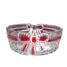 Celebrations By Mikasa Ruby Ribbon Crystal Candy Dish Bowl EUC 6.25” X 5.5”