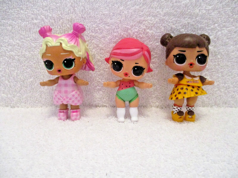 Lot of 3 Big Eyed Dolls Cherry Cherry LOL? Milk Duds LOL? Movable Legs Arms Head