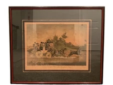 Antique Engraving “Stage Coach & Opposition Coach In Sight” After James Pollard