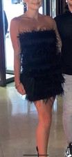 Nasty Gal Black Bandeau Feather Dress