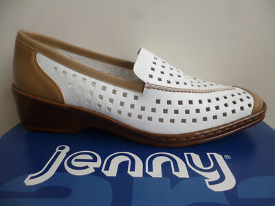 Jenny by Ara Damen Slipper Ballerina Halbschuhe Schuhe Leder weiß braun 51169