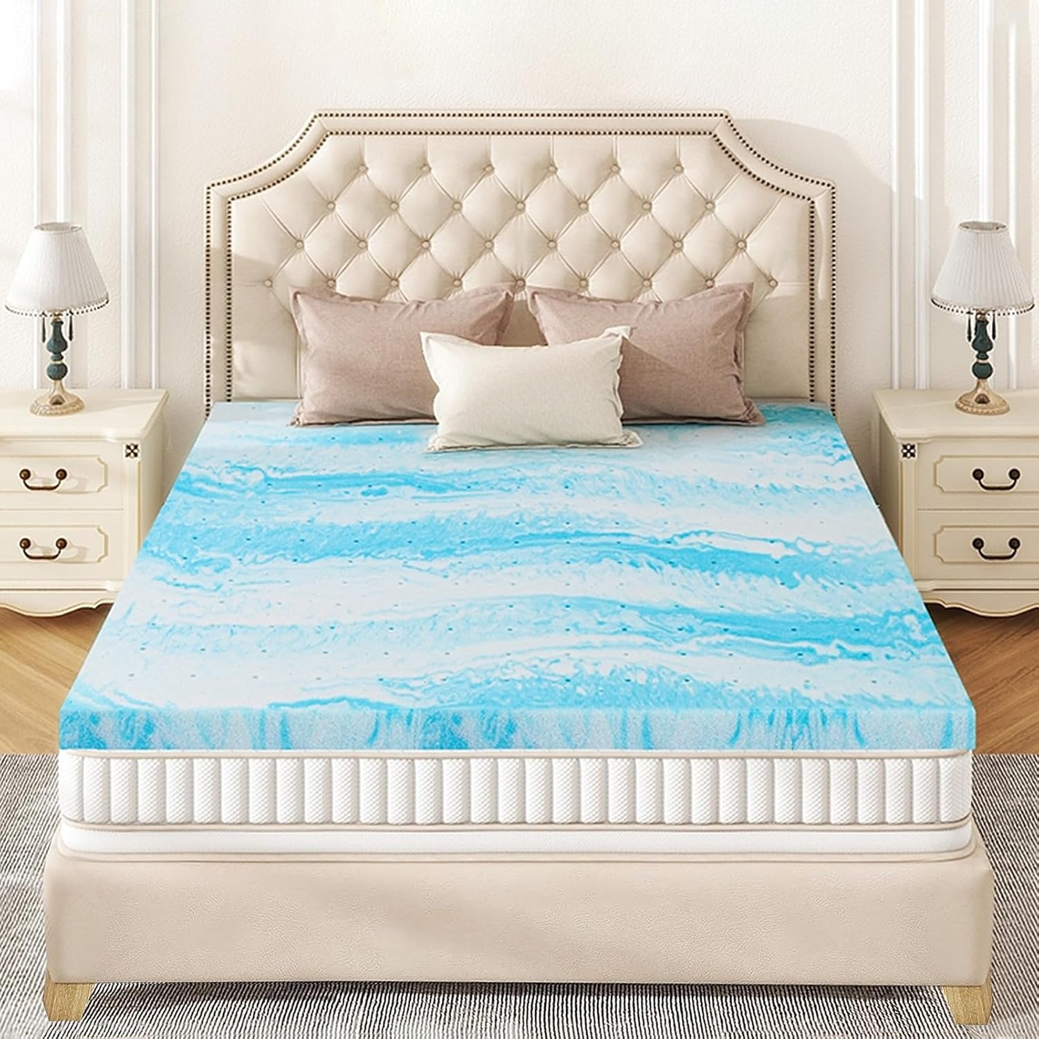 Mattress Topper King - 2 Inch Memory Foam Mattress Topper Cooling Gel Infusion C-image
