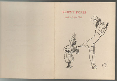 Einladungskarte Abendessen im Pré Catelan illustriert von F.R. La Bohème Dorée 1912