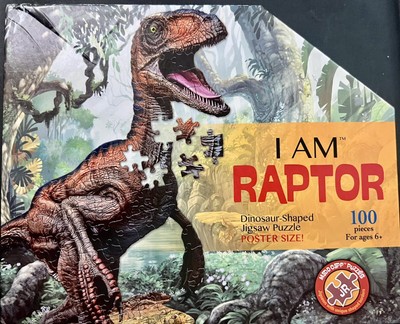Madd Capp Puzzles - I Am Raptor 100 piece Unique Dinosaur Shaped Puzzle NEW