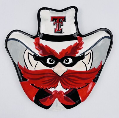 Texas Tech Raider Red Mascot Platter Becky Denny Ceranima 2007 Ceramic Tray 13''