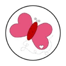 48 PINK BUTTERFLY ENVELOPE SEALS LABELS STICKERS 1.2" ROUND