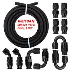 Nylon PTFE Fuel Line Hose Fittings Kit 4AN 6AN 8AN 10AN E85 Braided 10FT 20FT