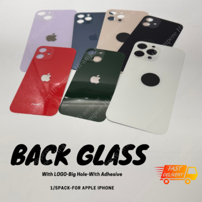 Big Hole Back Glass Cover Replacement For iPhone 8 XR XS 11 12 13 14 15 Pro Lot
