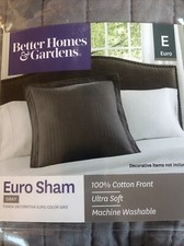 Better Homes and Gardens Cotton Front Euro Sham Pillow Case Gray 26"x26" Walmart
