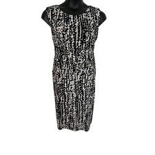 Nine West Size 14 Abstract Ruched Waist Stretch Jersey Sheath Dress   E197
