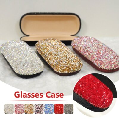 Luxury Rhinestone Eyeglass Glasses Case Crystal Hard Shell Shiny Clamshell  Gifts