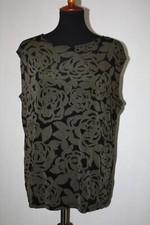 Coldwater Creek Sz 1X Dark Olive Floral Sleeveless Acetate Knit Top USA Made