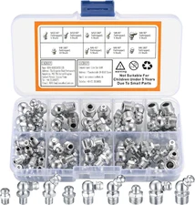 Metric Grease Fittings Kit, 60 Pcs Hydraulic Grease Zerk Assortment Kit