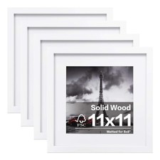 11x11 Picture Frames 4 PCS, Made of Solid Wood Covered by Plexiglass for Pict...
