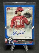 2018 Bowman Prospect Autographs Edgar Cabral Blue /150 Phillies Rookie Auto