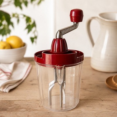 1950s German MAINECK Hand Mixer Egg Beater Juicer Red Mid Century Modern W Box