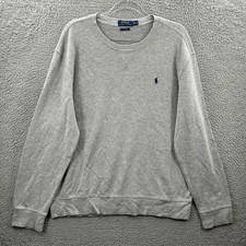 Polo Ralph Lauren Crewneck Estate Rib Mens XL Pullover Gray Sweater Blue Pony 