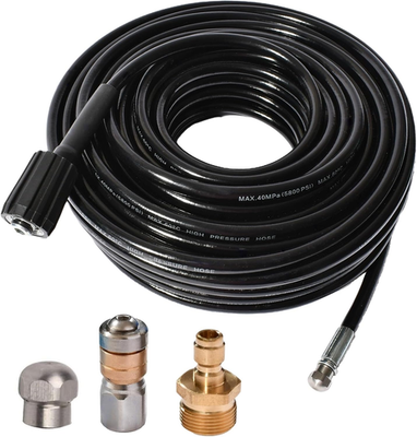 #ad 25FT 5800 PSI Pressure Washer Hose Jetter Nozzles Kit 1 8”NPT Sewer Drain Rotati $40.97