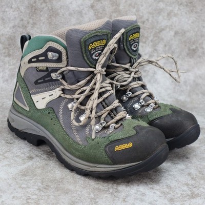 Asolo Fission Hiking Boots Gore-Tex Green Gray Women's Size 6.5 USA