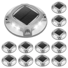 Solar Driveway Lights Dock Deck Lights 12 Pack,2 Colors in 1 Led IP67 Waterpr...