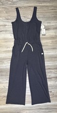 Vuori Falls Jumpsuit Midnight Heather Grey Knit Crop Wide Leg Womens Small NEW