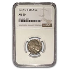 1937-D 3 Legged Buffalo Nickel AU-50 NGC