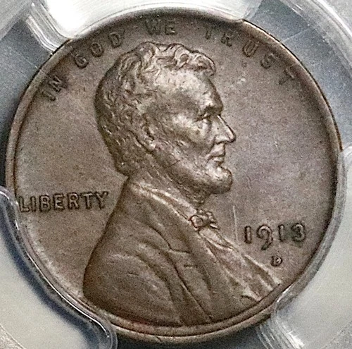 1913-D PCGS AU 58 CAC Lincoln Wheat Cent Denver Penny Coin (25121606D)