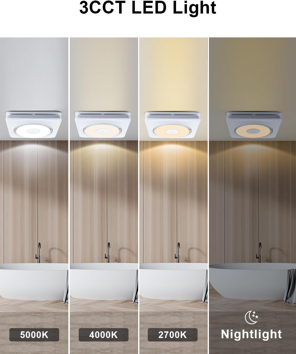 GROWNEER Bathroom Fan with Bluetooth 160 CFM Sperker, White 