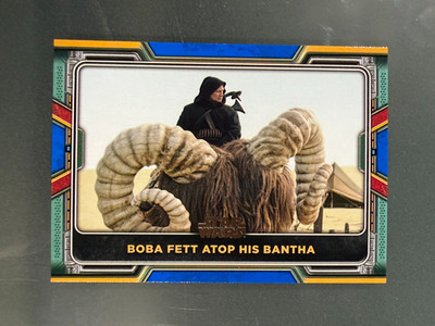 Boba Fett Atop his Bantha 2022 Topps Star Wars: Boba Fett #44 Card Blue