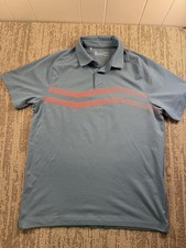 Under Armour Polo Shirt Mens Medium Blue Stripe HeatGear Golf Performance