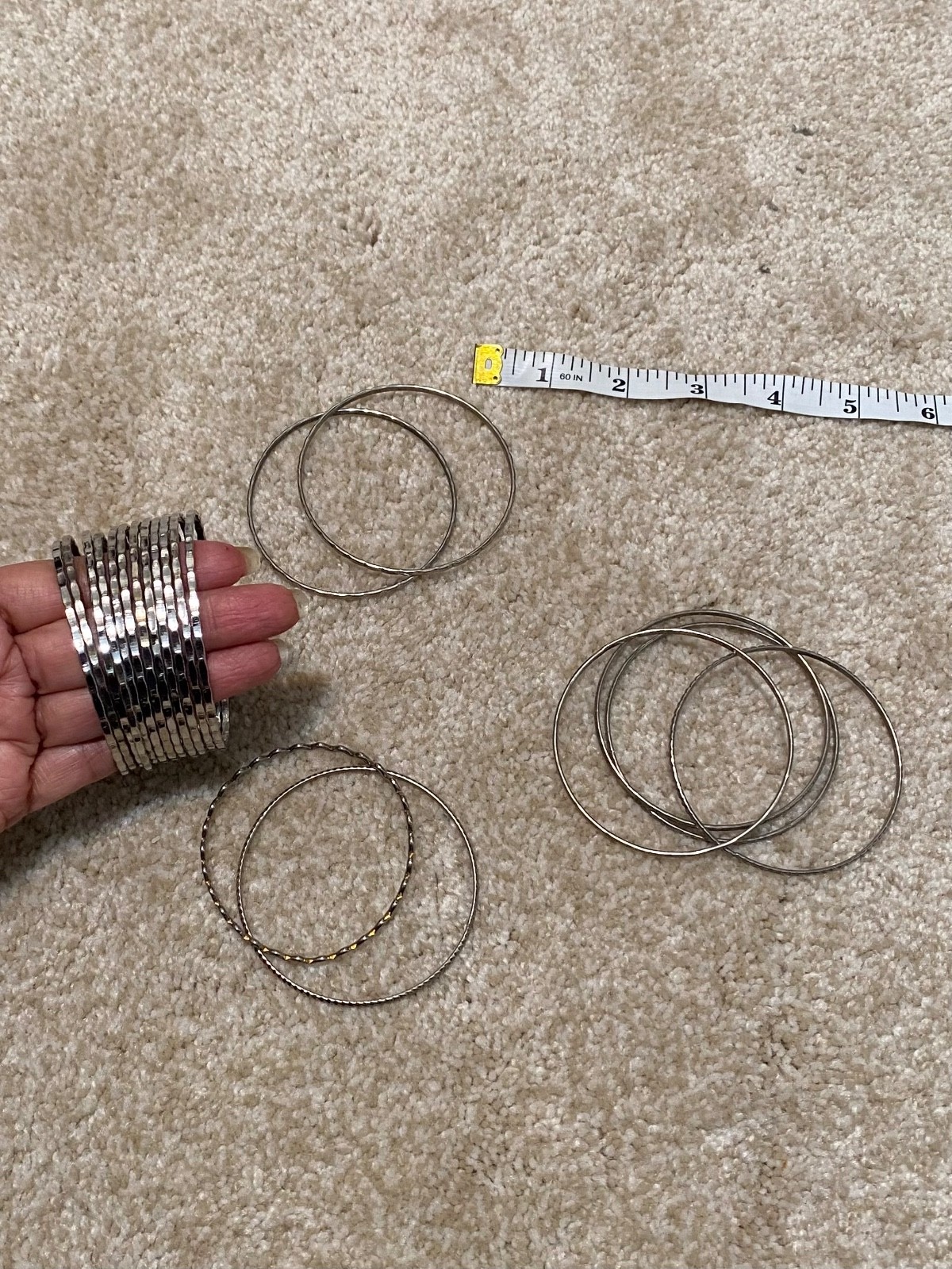 Silver Plated Stackable Bangle Bracelets, Vintage… - image 5