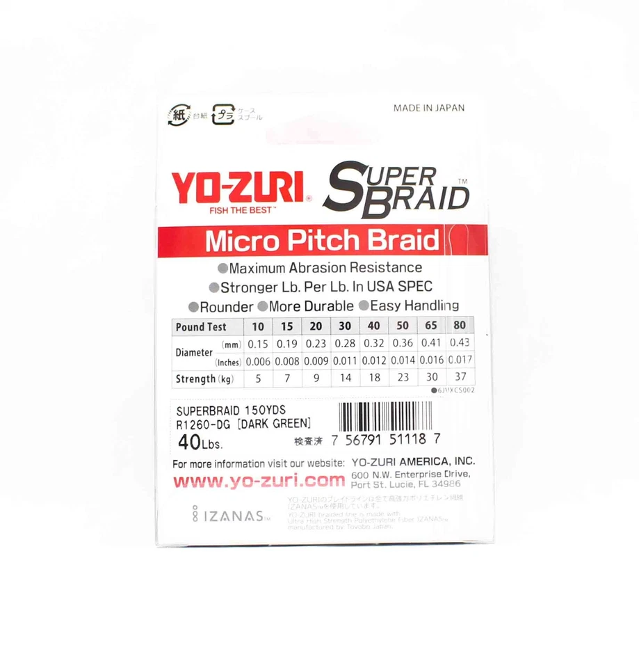 Yo Zuri Duel P.E Line Super Braid 150YDS 40Lbs 0.32mm Green R1260-DG 1187 - Image 2 of 4