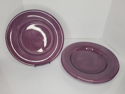 Set Of 3 Tabletops Unlimited Espana 13'' Charger Dinner Plate Purple HandPainted 