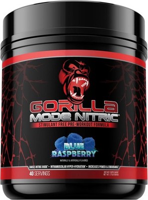 Gorilla Mode Nitric Stim Free Pre-Workout - Blue Raspberry (40 Servings)