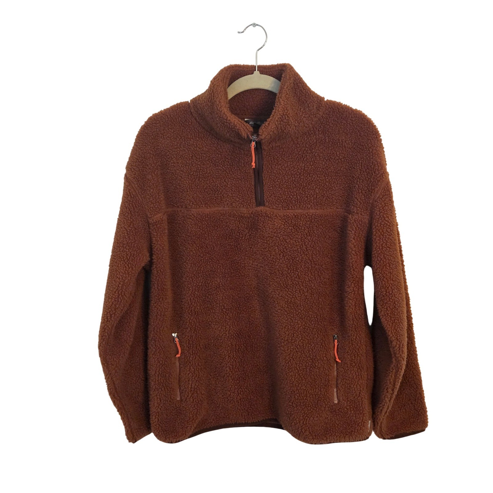 Eddie Bauer Fleece Pullover Women's Small Brown Quarter Zip Mock Neck Fall
