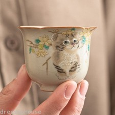 40ml Chinese Ceramic Ru Kiln Cute Cat Teacup Kung Fu Tea Set Master Cup