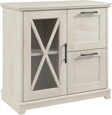 Lennox Farmhouse 2-Drawer Lateral File Cabinet in Linen White Oak