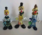 Vtg Murano Hand Blown Glass Clowns (3 Set), 7.5"-8.5"