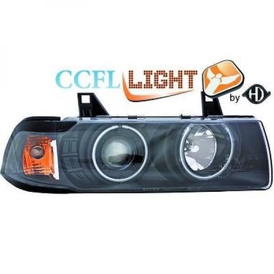 LHD Projektor CCFL Scheinwerfer Paar Klar Schwarz H1 H3 Für BMW 3 Serie E36