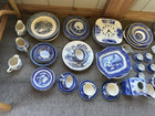 120+ pc J.W. Stevenson Willow Royal Vernon Ware Blue/White Dinner and Tea Ware — photo 1