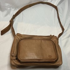 Vintage SAS Camel Brown Leather Crossbody Bag Made in USA Adjustable Strap